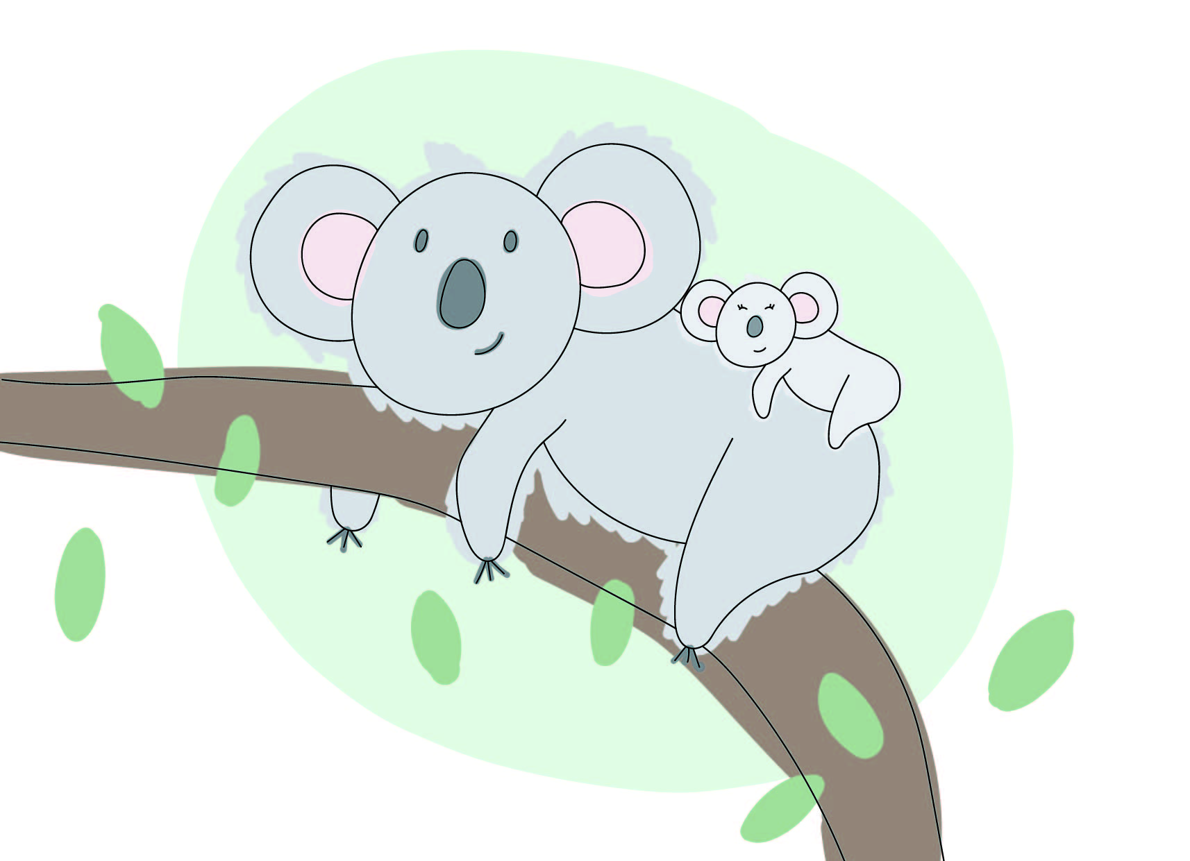 Ansichtkaart | Moeder koala met baby koala