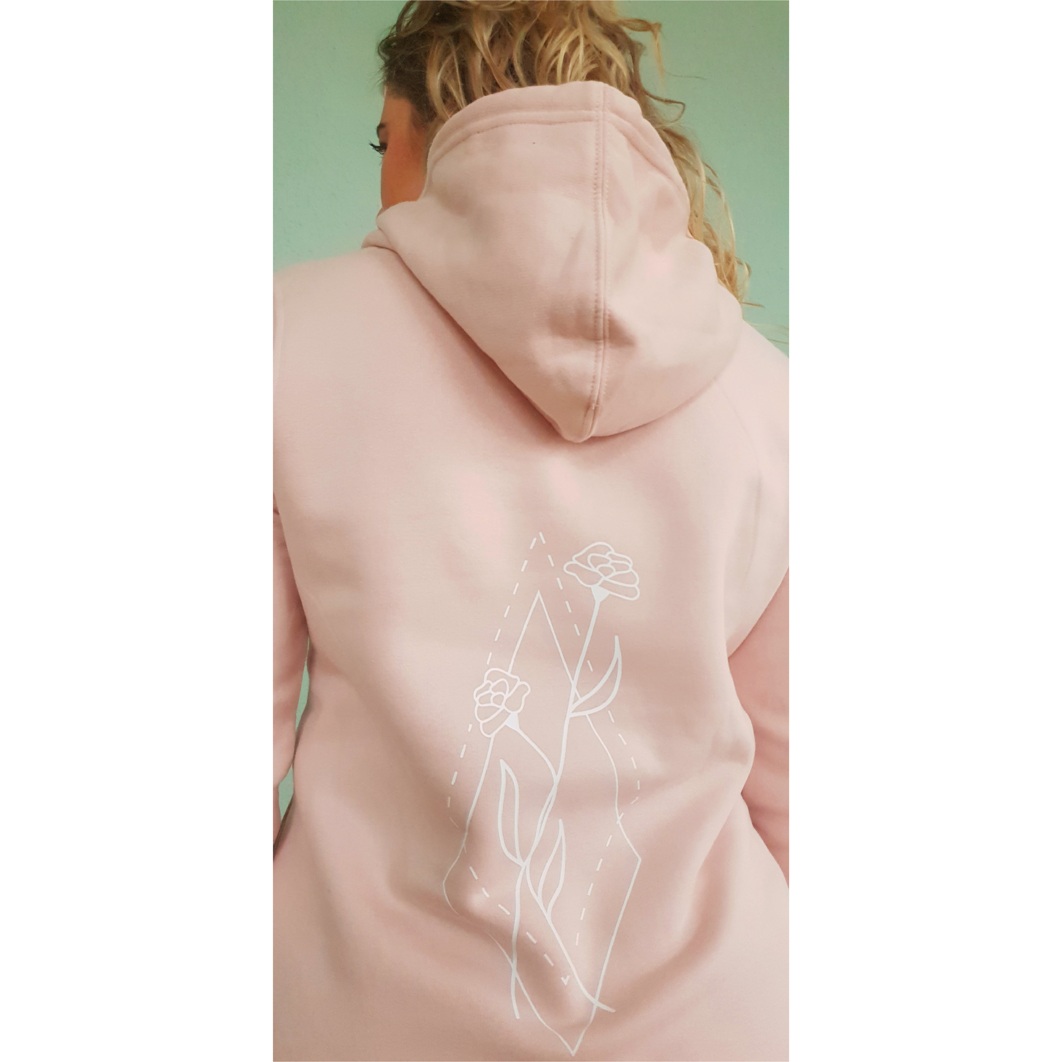 Organische Hoodie | Geometric Flowers | Oud Roze